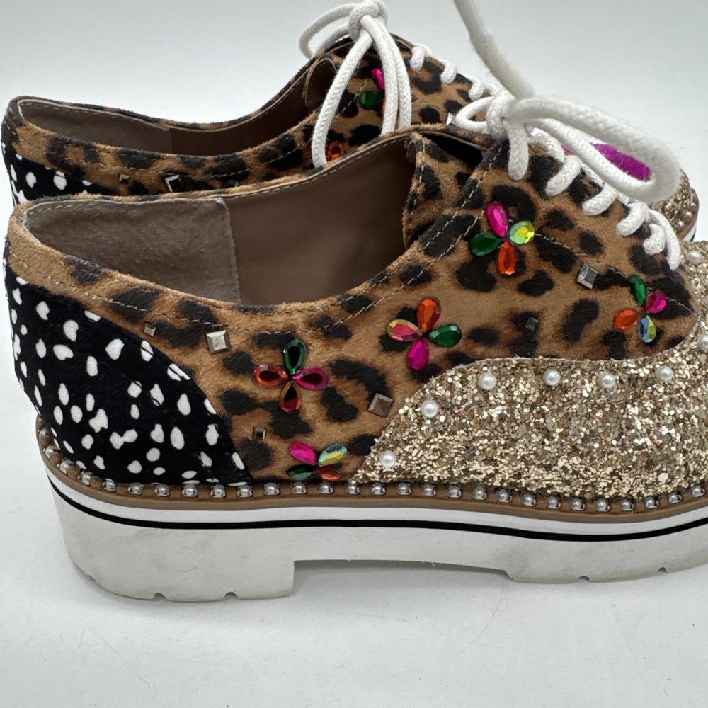 Betsy Johnson PIXXY Platform Loafers Shoes Size 6 Embellished Discontinued - Picture 3 of 12